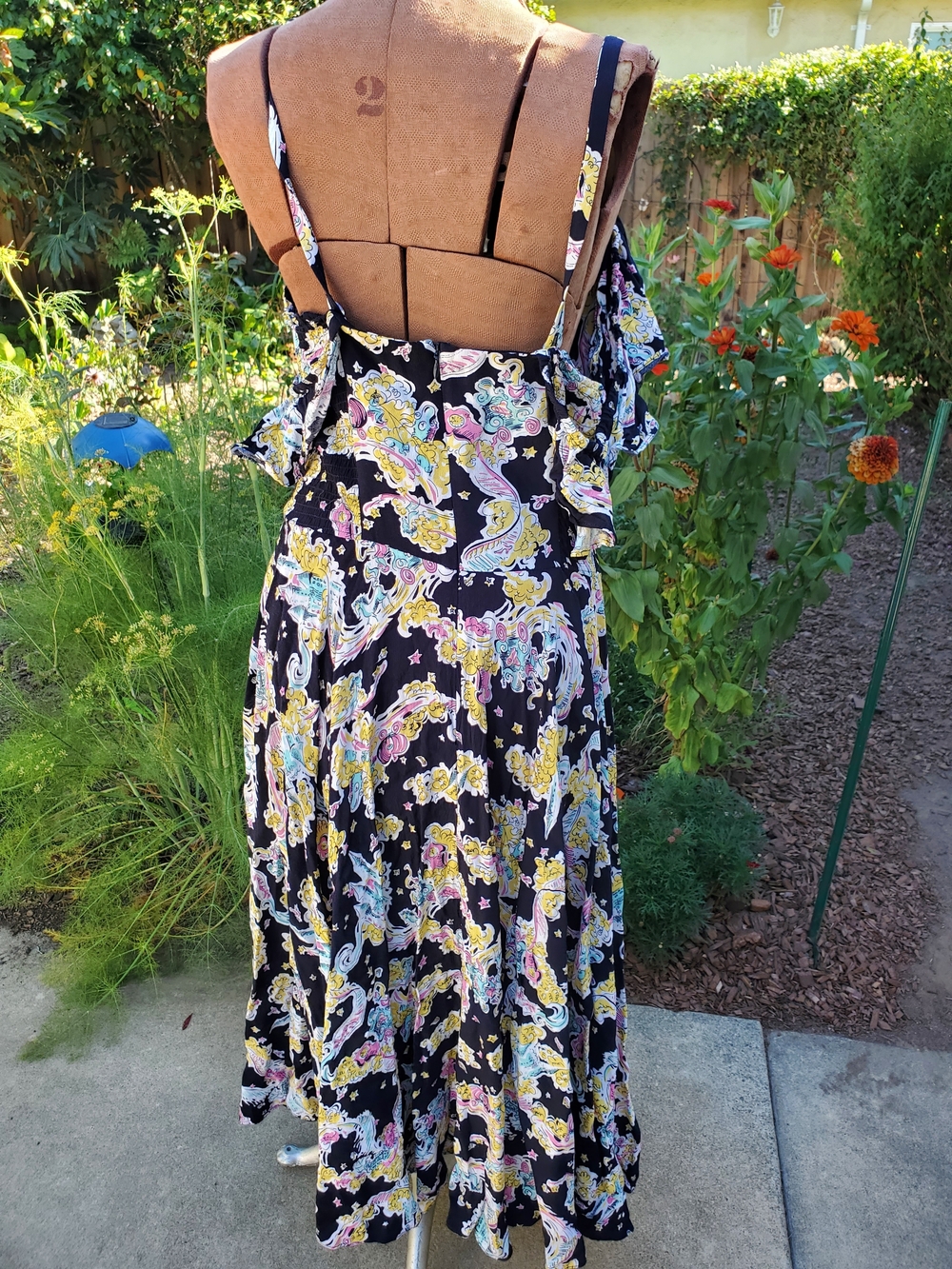 Trashy Diva Black Cinderella Maxi Dress with Pastel Yellow & Pink - Picture 5 of 7